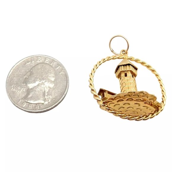 Rare! Vintage Gubelin 18k Yellow Gold Tower Charm Pendant - Picture 4 of 11
